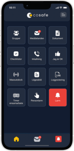 Cosafe larmapp i mobil