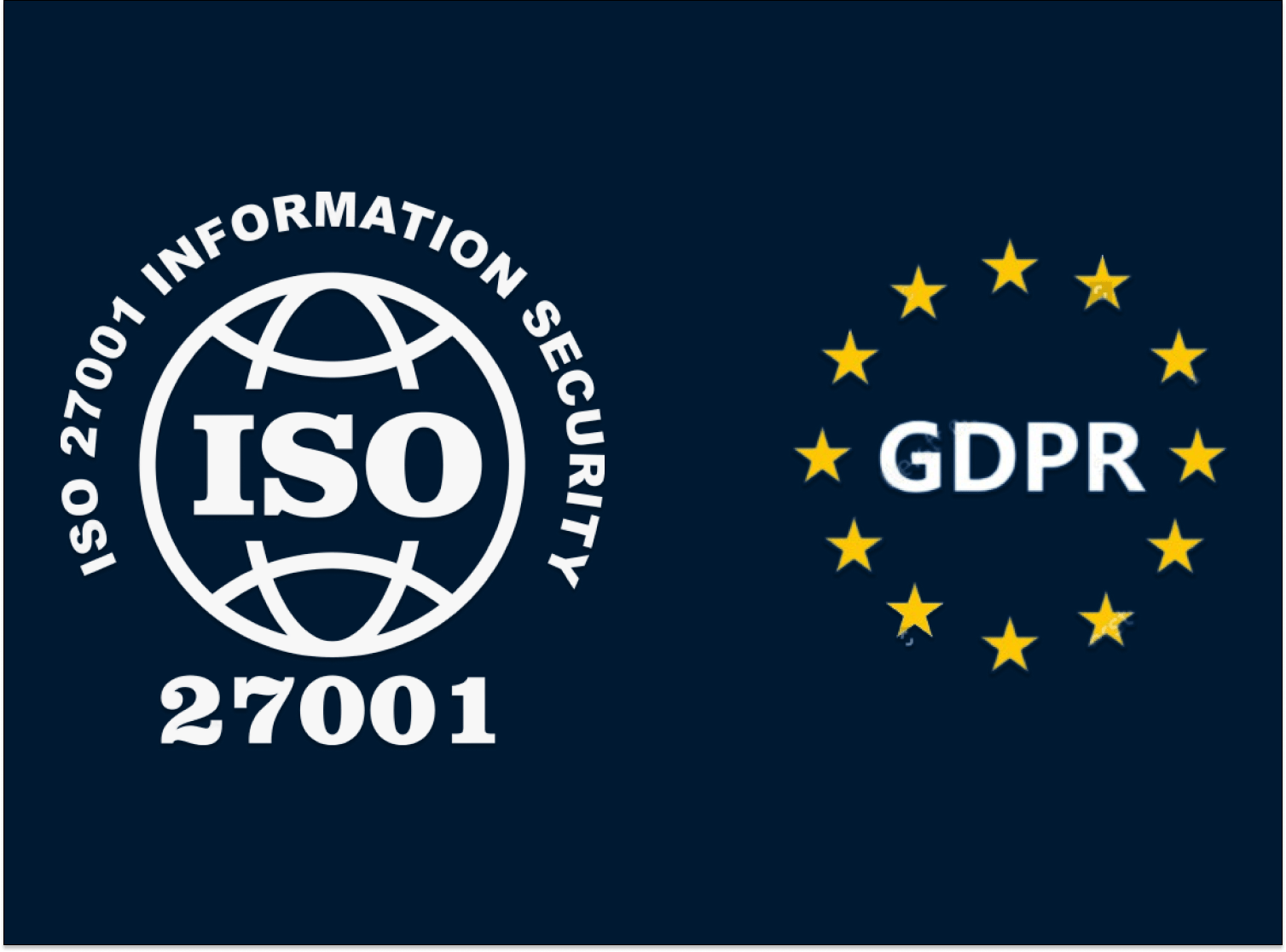Certifiering för ISO 27001 och symbol för GDPR.